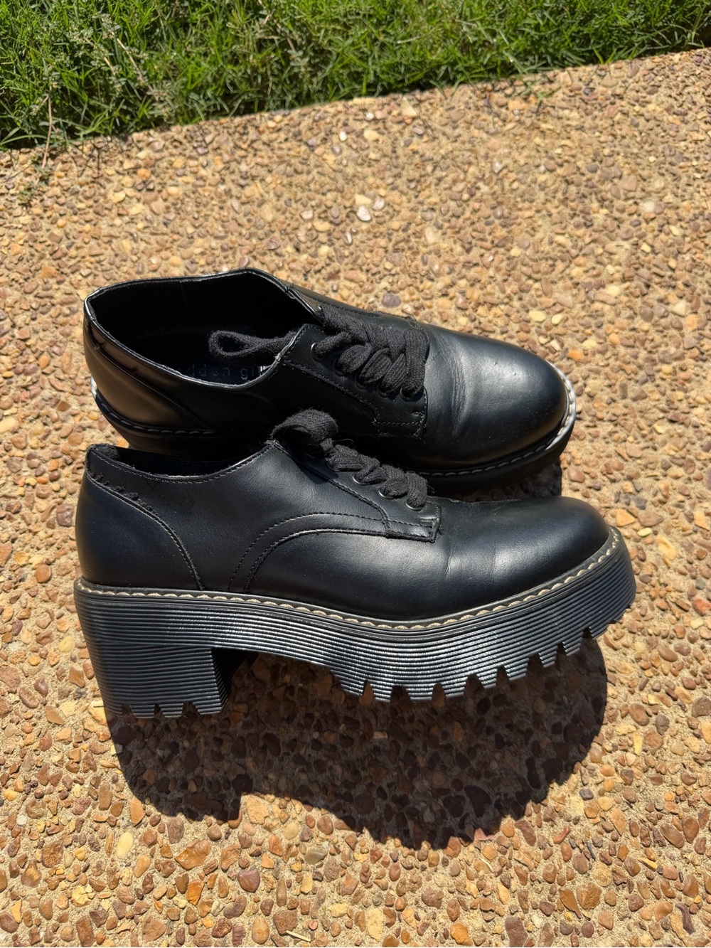 Madden Girl Halsee Heeled Platform Chunky Oxfords in Black Size US 8.5